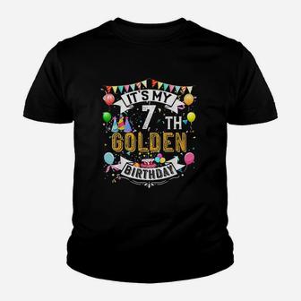7Th Golden Birthday Vintage Youth T-shirt | Crazezy