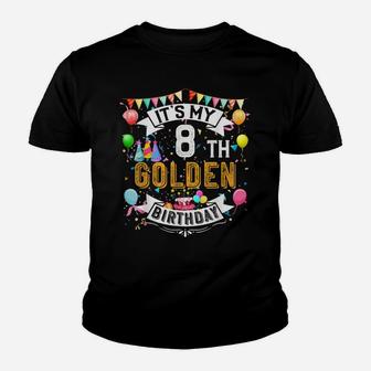 8Th Birthday It's My 8Th Golden Birthday Vintage Youth T-shirt | Crazezy