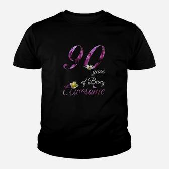 90 Year Old Awesome Floral 1931 90Th Birthday Gift Youth T-shirt | Crazezy UK