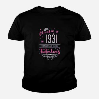90Th Birthday Gifts Classic 1931 90 Years Fabulous Ladies Youth T-shirt | Crazezy AU