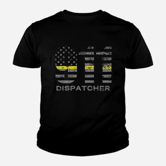 911 Dispatcher Thin Yellow Line Flag Youth T-shirt | Crazezy