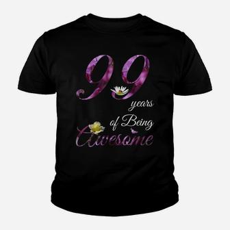 99 Year Old Shirt Awesome Floral 1921 99Th Birthday Gift Youth T-shirt | Crazezy CA