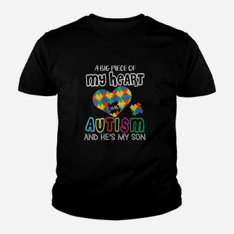 A Big Piece Of My Heart Has And He Is My Son Dad Mom Youth T-shirt | Crazezy AU
