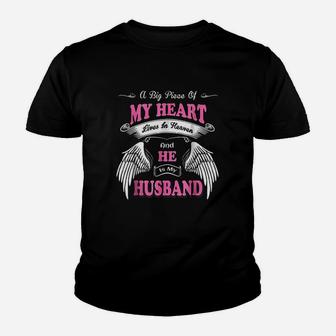 A Big Piece Of My Heart Lives In Heaven He Is My Husband Youth T-shirt | Crazezy CA