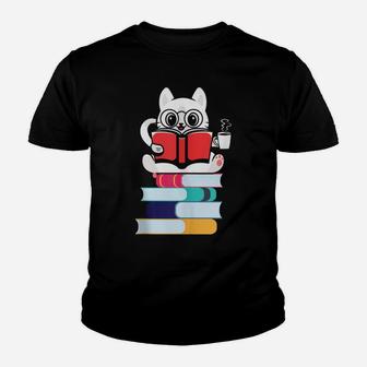 A Good Day Starts With Coffee And Cat Lover Cute Design Youth T-shirt | Crazezy DE