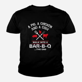 A Pig Chicken Cow Walk Into A Bar Youth T-shirt | Crazezy CA