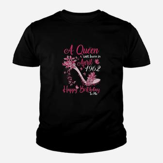 A Queen Was Born In April 1962 59Th Birthday Gift Youth T-shirt | Crazezy