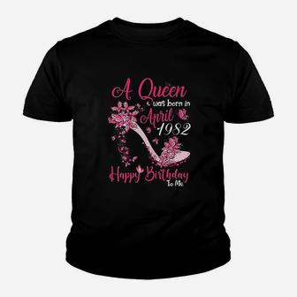 A Queen Was Born In April 1982 39Th Birthday Youth T-shirt | Crazezy UK