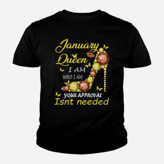 A Queen Was Born In January Sweatshirt Youth T-shirt | Crazezy DE