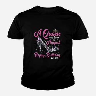 A Queens Are Born In August Birthday Youth T-shirt | Crazezy