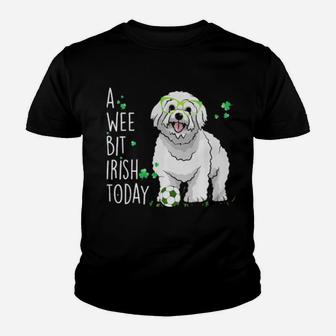A Wee Bit Irish Today Bichon Frise St Patricks Day Youth T-shirt - Monsterry