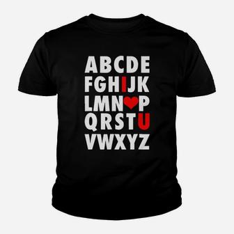 Abc I Love You Uplifting Alphabet Valentine Slogan Youth T-shirt - Monsterry