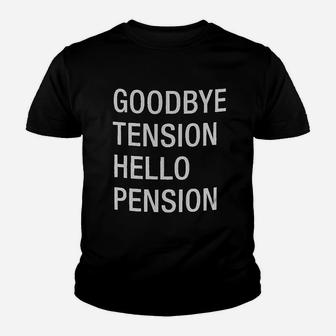 About Face Designs Goodbye Tension Hello Pension Grey 20 Ounce Ceramic Coffee Youth T-shirt | Crazezy DE
