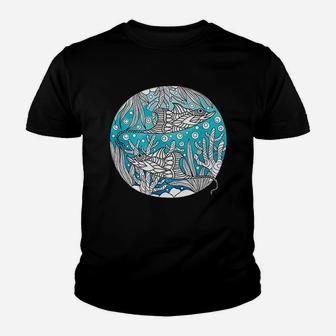 Abstract Stingray Mandala Ocean Art Manta Ray Youth T-shirt | Crazezy DE