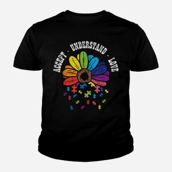 Accept Understand Love Flower Puzzle Autism Awareness Mom Youth T-shirt | Crazezy