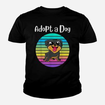 Adopt A Dog Funny Vintage Rainbow Sunset Puppy Pet Rescue Youth T-shirt | Crazezy AU