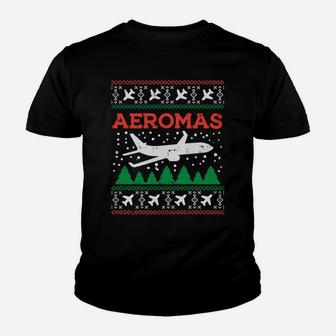 Aeromas Plane Ugly Christmas Sweater Flight Xmas Pilot Gift Sweatshirt Youth T-shirt | Crazezy CA