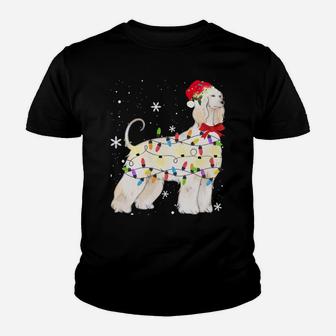 Afghan Hound Dog Christmas Light Xmas Mom Dad Gifts Sweatshirt Youth T-shirt | Crazezy