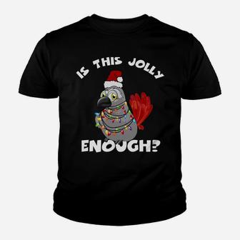 African Grey Parrot Jolly Santa With Lights Youth T-shirt | Crazezy AU