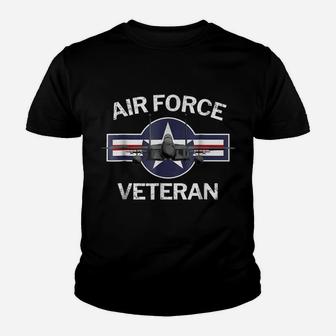 Air Force Veteran With Vintage Roundel And F15 Jet Youth T-shirt | Crazezy