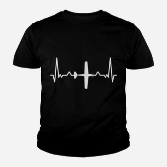 Airplane Pilot Heartbeat Graphic Youth T-shirt | Crazezy DE