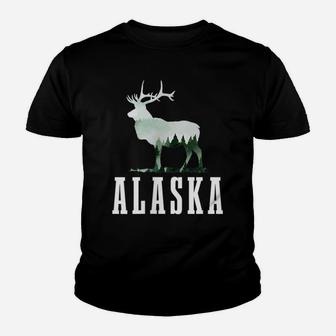 Alaska Elk Moose Outdoor Hiking Hunting Alaskan Nature Youth T-shirt | Crazezy CA