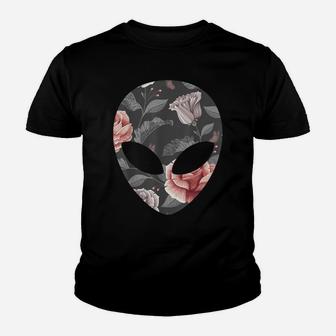 Alien Head Face Tropical Floral Flower Rose Youth T-shirt | Crazezy