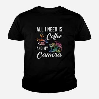 All I Need Is Coffee And My Camera Youth T-shirt - Monsterry AU