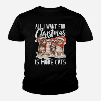 All I Want For Christmas Is More Cats Funny Youth T-shirt | Crazezy DE