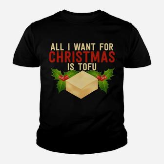 All I Want For Christmas Is Tofu Vegetarian Xmas Pun Gift Sweatshirt Youth T-shirt | Crazezy
