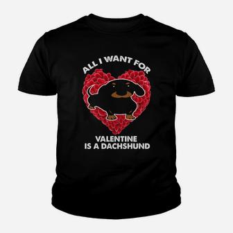 All I Want For Valentines Is A Dachshund Youth T-shirt - Monsterry UK