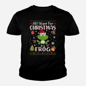 All I Want Is A Frog For Christmas Ugly Xmas Pajamas Sweatshirt Youth T-shirt | Crazezy DE