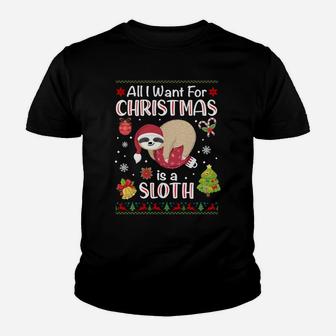 All I Want Is A Sloth For Christmas Ugly Xmas Pajamas Sweatshirt Youth T-shirt | Crazezy