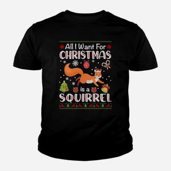 All I Want Is A Squirrel For Christmas Ugly Xmas Pajamas Sweatshirt Youth T-shirt | Crazezy DE
