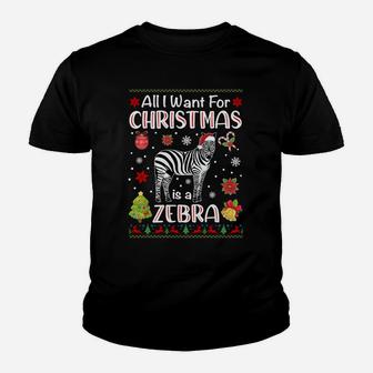 All I Want Is A Zebra For Christmas Ugly Xmas Pajamas Sweatshirt Youth T-shirt | Crazezy