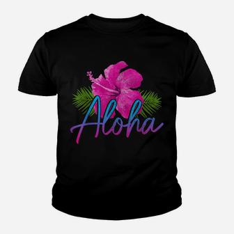Aloha Hawaiian Islands Hawaii Surf Hibiscus Flower Surfer Youth T-shirt | Crazezy AU