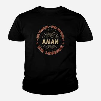 AMAN - Die Legende Personalisiertes Schwarzes Kinder Tshirt, Unikat Design - Seseable
