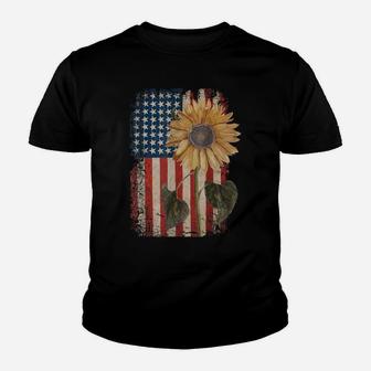 America Sunflower Flag 4Th July American Patriotic Flower Youth T-shirt | Crazezy CA