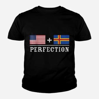 American Aland Perfection Usa And Aland Flags Youth T-shirt | Crazezy AU