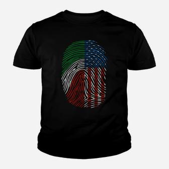 American And Mexican Flag Funny Mexico Us Fingerprint Gift Youth T-shirt | Crazezy