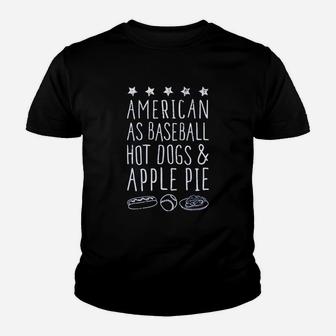 American As Baseball Hot Dogs And Apple Pie Youth T-shirt | Crazezy