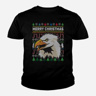 American Bald Eagle Merry Christmas Ugly Xmas Design Sweatshirt Youth T-shirt | Crazezy UK
