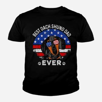 American Flag 4Th Of July Dachshund Gifts Dachsie Dad Youth T-shirt - Monsterry