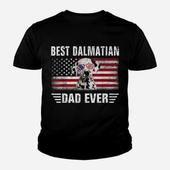 American Flag Best Dalmatian Dad Ever Tee Dog Dad Youth T-shirt | Crazezy UK