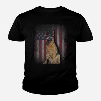 American Flag Best German Shepherd Dad Ever Tee Dog Dad Youth T-shirt | Crazezy
