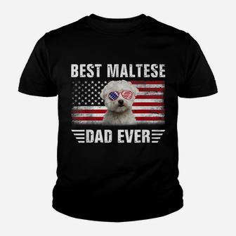 American Flag Best Maltese Dad Ever Tee Dog Dad Youth T-shirt | Crazezy UK
