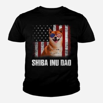 American Flag Best Shiba Inu Dad Ever Tee Dog Dad Youth T-shirt | Crazezy UK