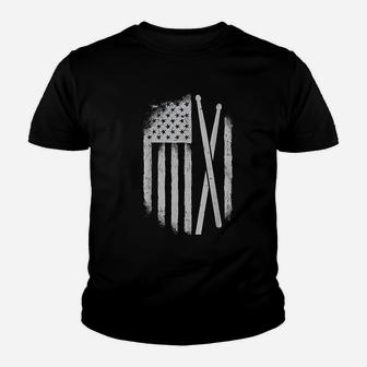 American Flag Drumsticks Usa Drummers Vintage Drum Sticks Youth T-shirt | Crazezy CA