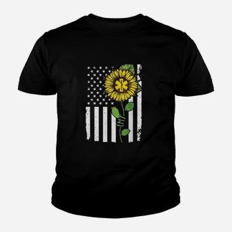 American Flag Emt Sunflower Youth T-shirt | Crazezy AU