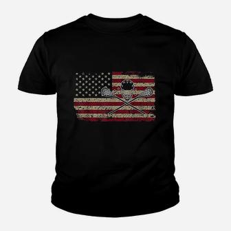 American Flag Lacrosse Gift Proud Usa Lax Player Jersey Youth T-shirt | Crazezy AU